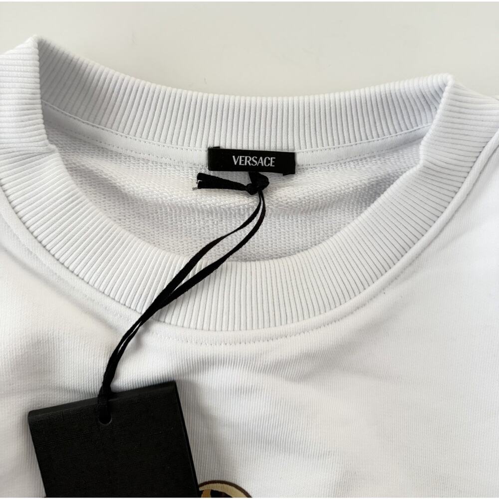 Versace Logo White Cotton Crop Sweatshirt 4 US (40 Euro) 1019251 NWT - Picture 8 of 15